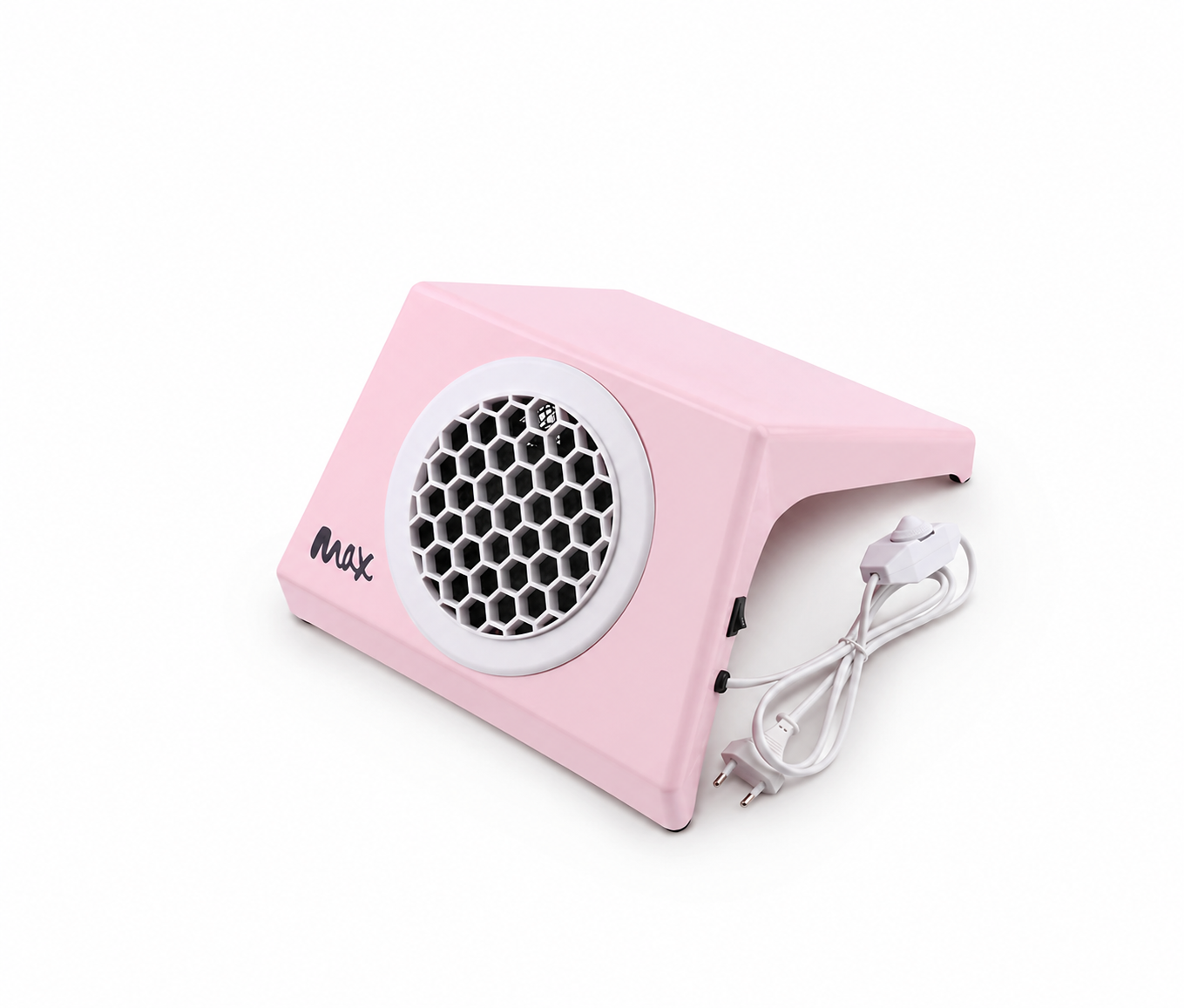 Aspirator praf unghii profesional MAX 100W roz cu viteza reglabila si grila metalica fagure de colectare Ideal Beauty.